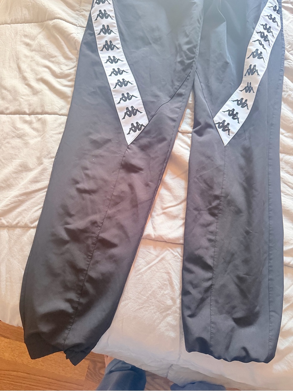 Kappa Black Track Pants with White Logo Panels - Picture 2 of 4